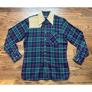 VTG Woodland Flannel Hunting Shirt Mens Medium Royal Stewart Plaid Shooting